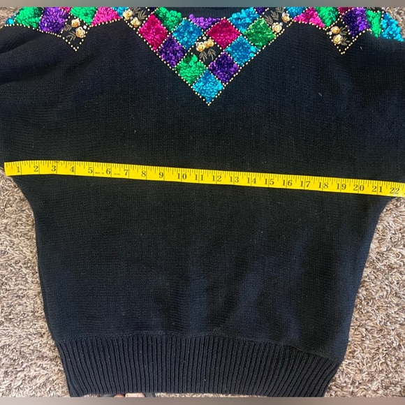 Vintage Victoria Jones black Women's sequin embellished ramie Sweater size Large - Picture 9 of 10